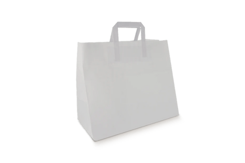 Product foto van Papieren tassen Groot wit 90 gr. 32+17x29cm