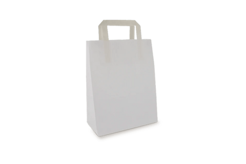 Product foto van Papieren tasjes Klein wit 80 gr. 22+10x28cm