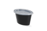 Product foto van Ovaal sausbakje 4oz 100ml Ø88mm Zwart