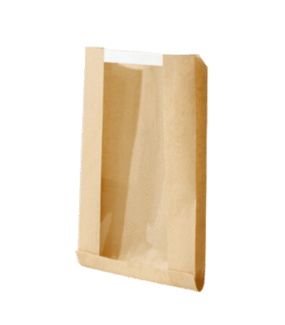 Product foto van Broodzak met venster 16+20x22cm kraft