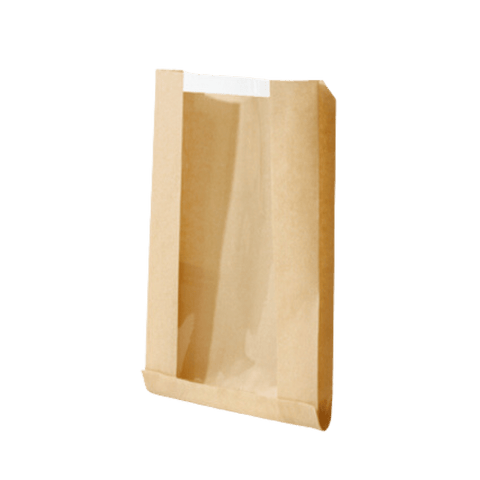 Product foto van Broodzak met venster 16+20x22cm kraft