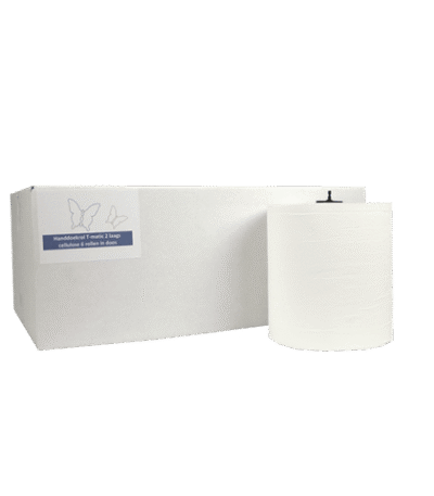 Product foto van Handdoekrol Matic 2 laags 6x150 meter Ø21cm 100% cellulose wit T7