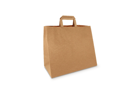 Product foto van Papieren tassen Groot kraft 32+16x27cm BIO