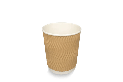 Product foto van Kartonnen koffiebeker 230cc 8oz Ripple Kraft