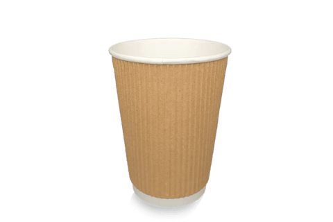 Product foto van Kartonnen koffiebeker 360cc 12oz Ripple Kraft