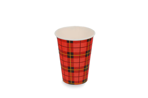 Product foto van Kartonnen koffiebeker 180cc 7.5oz Schotse ruit scotty