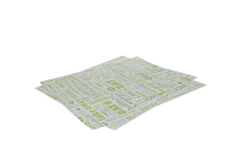 Product foto van Vetvrij papier 28x34cm hamburgervellen groen parole BIO