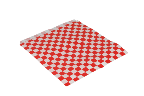 Product foto van Hamburger zakje 17x18cm boerenbont geruit vetvrij papier BIO