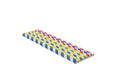 Product foto van Papieren rietjes kleurenmix 230x6mm BIO