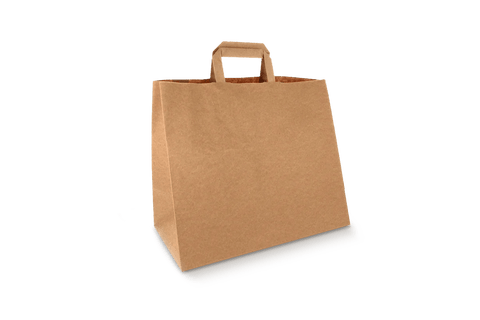 Product foto van Papieren tassen Groot kraft 32+16x27cm gerecycled