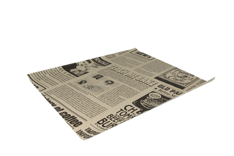 Product foto van Vetvrij papier 33x38cm hamburgervellen krant bruin