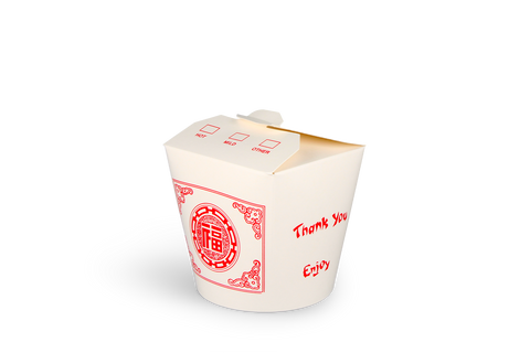 Product foto van Wok to Go beker 26oz 750 ml karton wit met rood