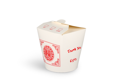 Product foto van Wok to Go beker 32oz 1000ml karton wit met rood
