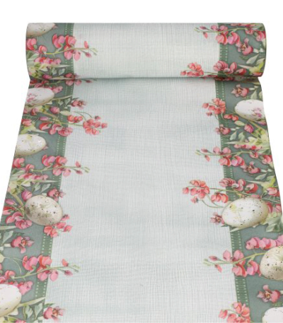 Product foto van Airlaid Tafellopers Pastell Eggs 24m