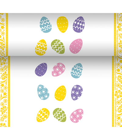 Product foto van Airlaid tafellopers Coloured Eggs 24m