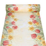 Product foto van Airlaid tafellopers Tulips & Daffodils 24m