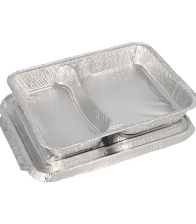 Product foto van Aluminium menuschalen 2-vaks 830ml set van 50