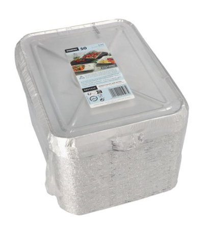 Product foto van Aluminium menuschalen 3-vaks set van 50 760ml