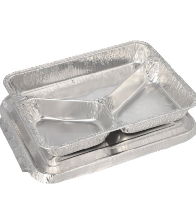 Product foto van Aluminium menuschalen 3-vaks set van 50 760ml