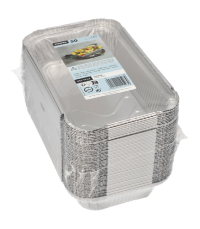 Product foto van Aluminium schalen hoekig set van 50 650ml