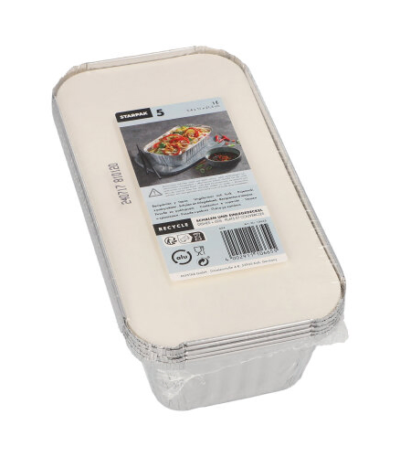 Product foto van Aluminium schalen met deksel 1 liter set van 5