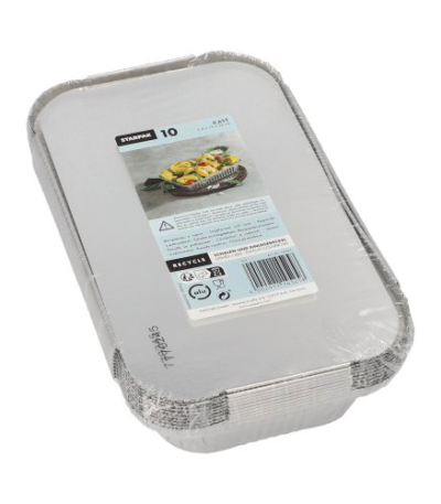 Product foto van Aluminium schalen met deksel Lasagna 0.65l set van 10