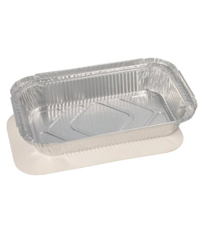 Product foto van Aluminium schalen met deksel Lasagna 0.65l set van 10