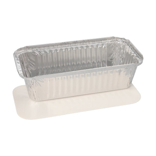 Product foto van Aluminium schalen met deksel hoekig 1l set van 10