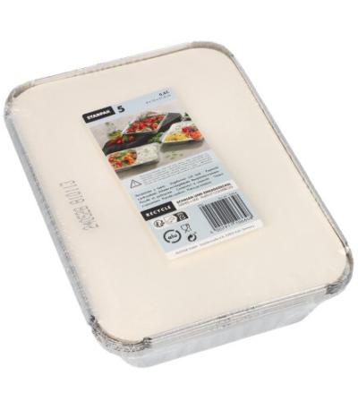 Product foto van Aluminium schalen met deksel set van 5 800ml hoekig