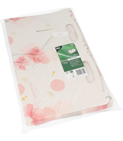 Product foto van Bakdozen lichtroze met handvaten 23x16x9 cm set van 15