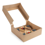 Product foto van Bakjes voor gebakjes met deksel hoekig 10x30x30 cm PLA venster set van 25