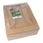 Product foto van Bakjes voor gebakjes met deksel hoekig 10x30x30 cm PLA venster set van 25