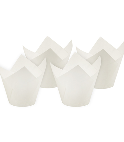 Product foto van Bakvormpjes kunststof wit set van 200 Tulip