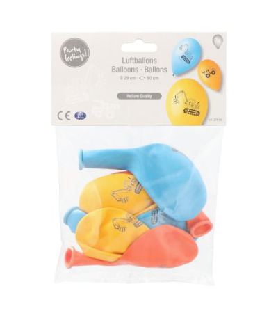 Product foto van Ballonnen Construction Vehicles assorti kleuren set van 6