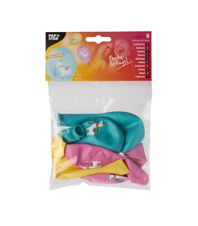 Product foto van Ballonnen Lama assorti kleuren 29cm set van 6