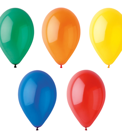 Product foto van Ballonnen assorti kleuren 25cm set van 10 Crystal