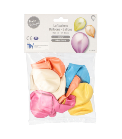 Product foto van Ballonnen assorti kleuren 25cm set van 10 Pearly