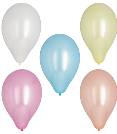 Product foto van Ballonnen assorti kleuren 25cm set van 10 Pearly