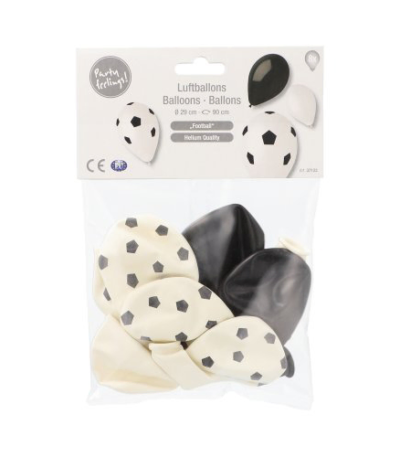 Product foto van Ballonnen assorti kleuren 29cm Football set van 8