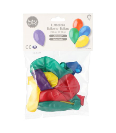 Product foto van Ballonnen assorti kleuren 29cm set van 8 Crystal