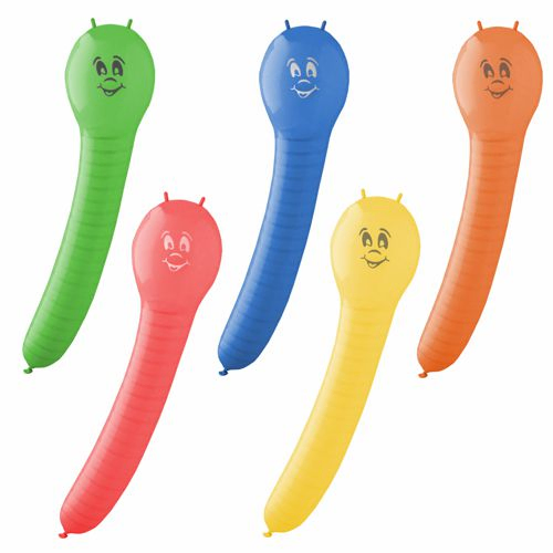 Product foto van Ballonnen assorti kleuren Caterpillar set van 5