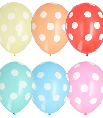 Product foto van Ballonnen assorti kleuren Dots set van 6