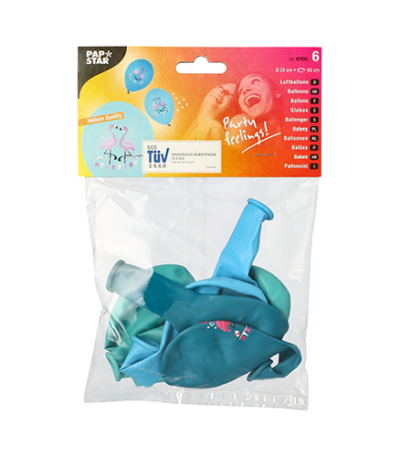 Product foto van Ballonnen assorti kleuren Flamingo set van 6