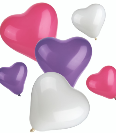 Product foto van Ballonnen assorti kleuren Heart small + medium set van 12