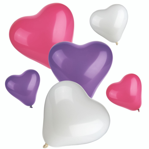 Product foto van Ballonnen assorti kleuren Heart small + medium set van 12
