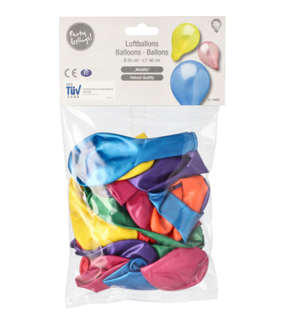Product foto van Ballonnen assorti kleuren Metallic set van 25