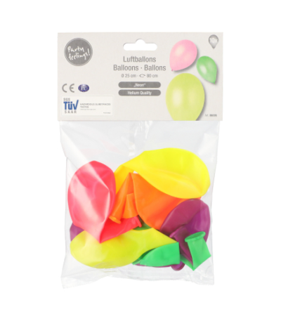 Product foto van Ballonnen assorti kleuren Neon set van 10