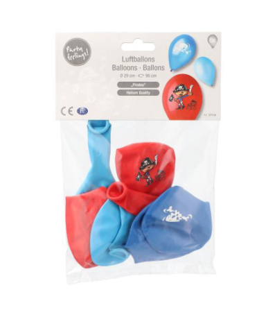 Product foto van Ballonnen assorti kleuren Pirates set van 6