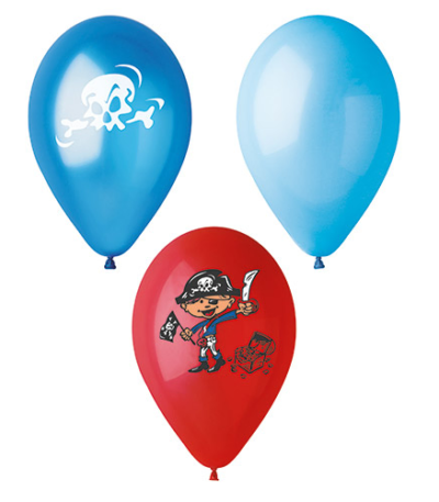 Product foto van Ballonnen assorti kleuren Pirates set van 6
