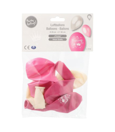 Product foto van Ballonnen assorti kleuren Princess set van 6